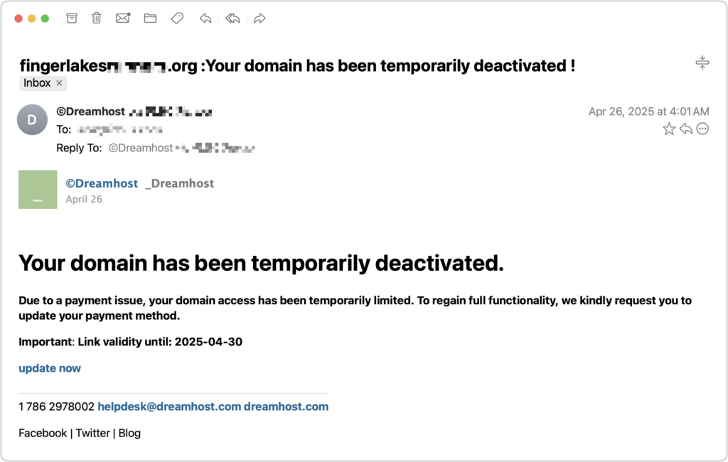 Beware Domain Name Renewal Phishing Attacks
